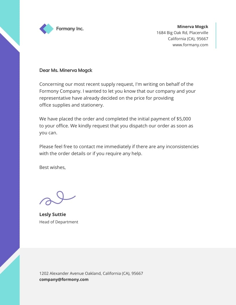 Contract Business Letterhead Template Visme