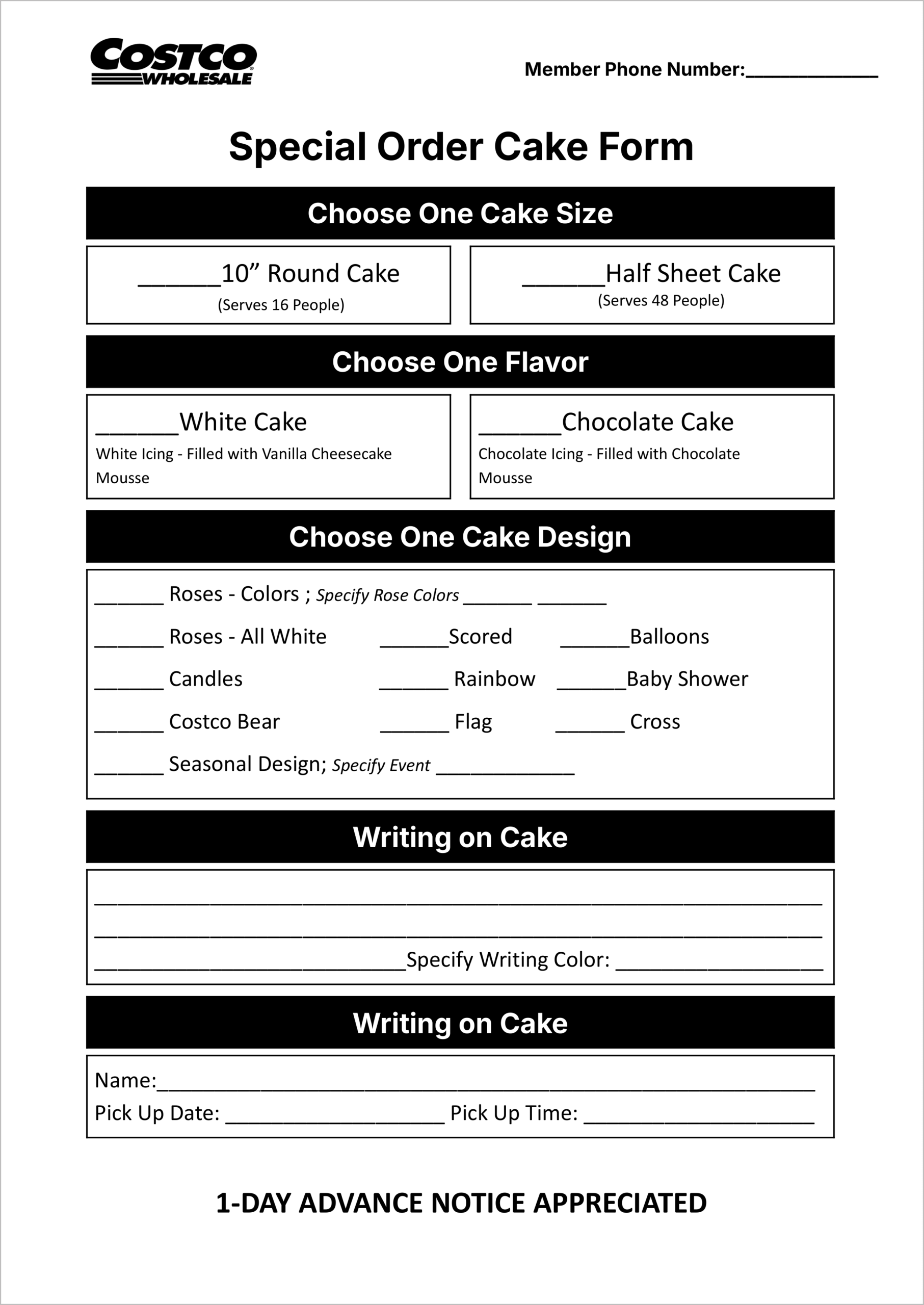 Costco Cake Order Form Fill Out Online And Print 