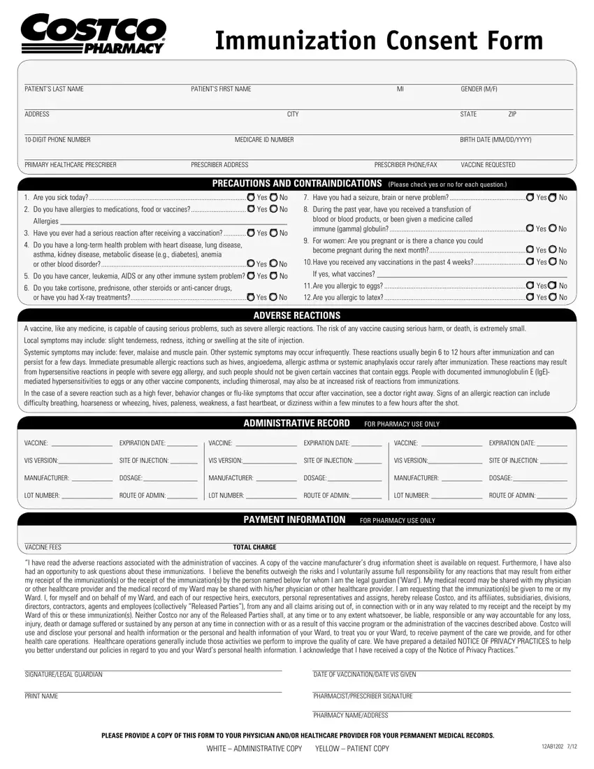 free printable flu vaccine form