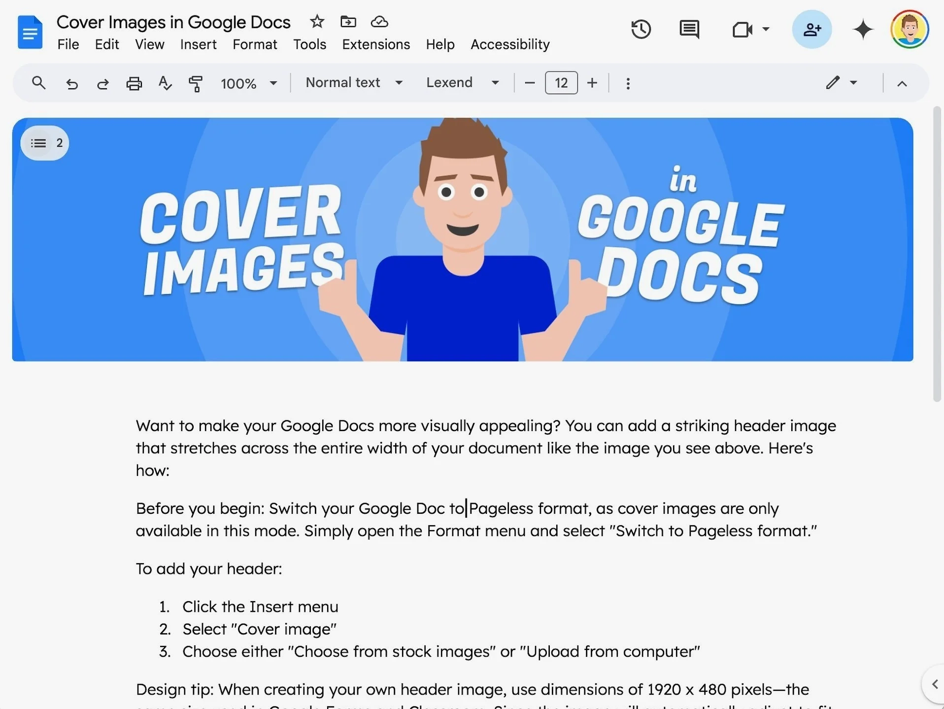 Cover Images In Google Docs Learning In Hand With Tony Vincent