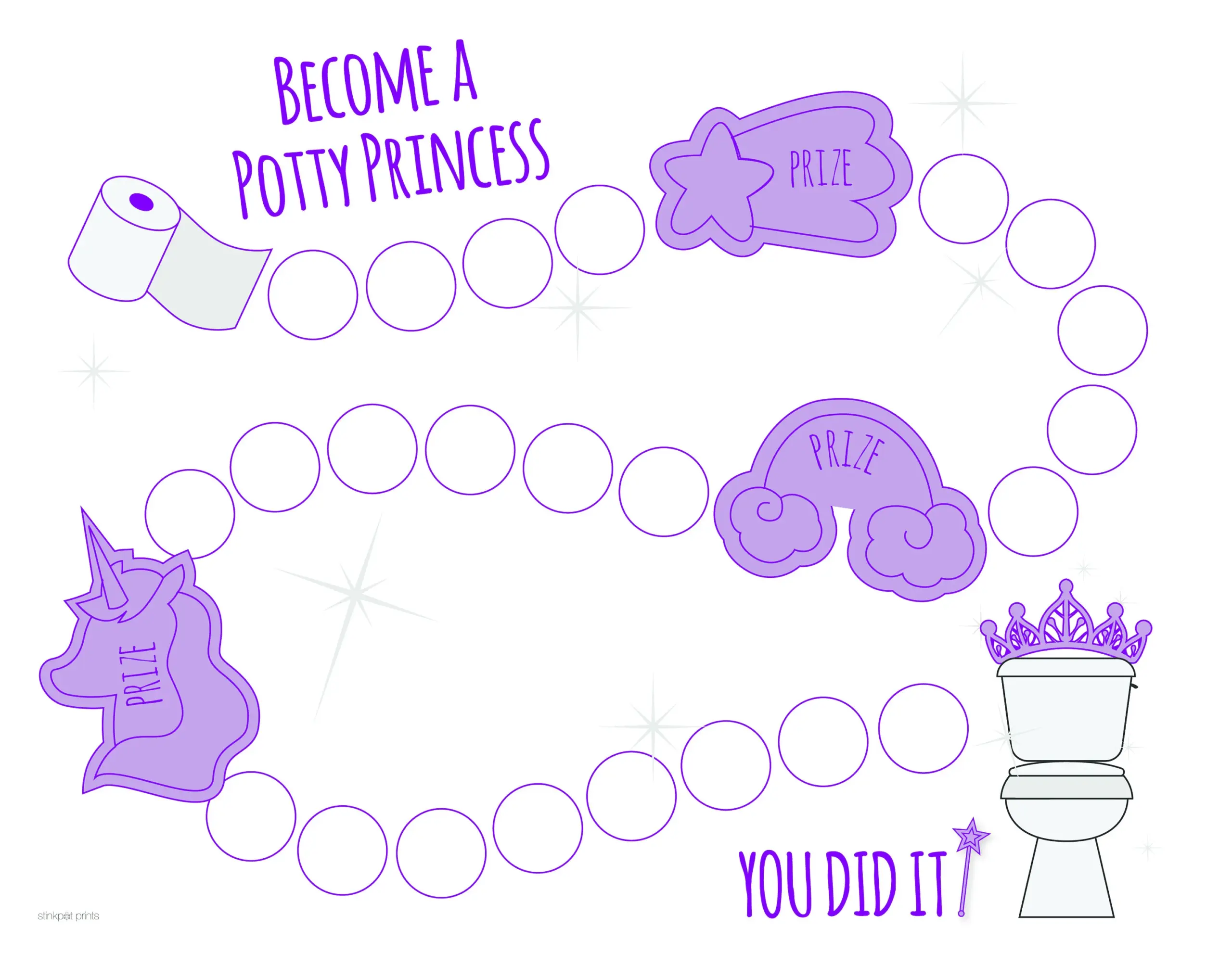 Cute Toddler Princess Potty Training Chart Print At Home Reward Chart Purple Potty Sticker Chart Etsy