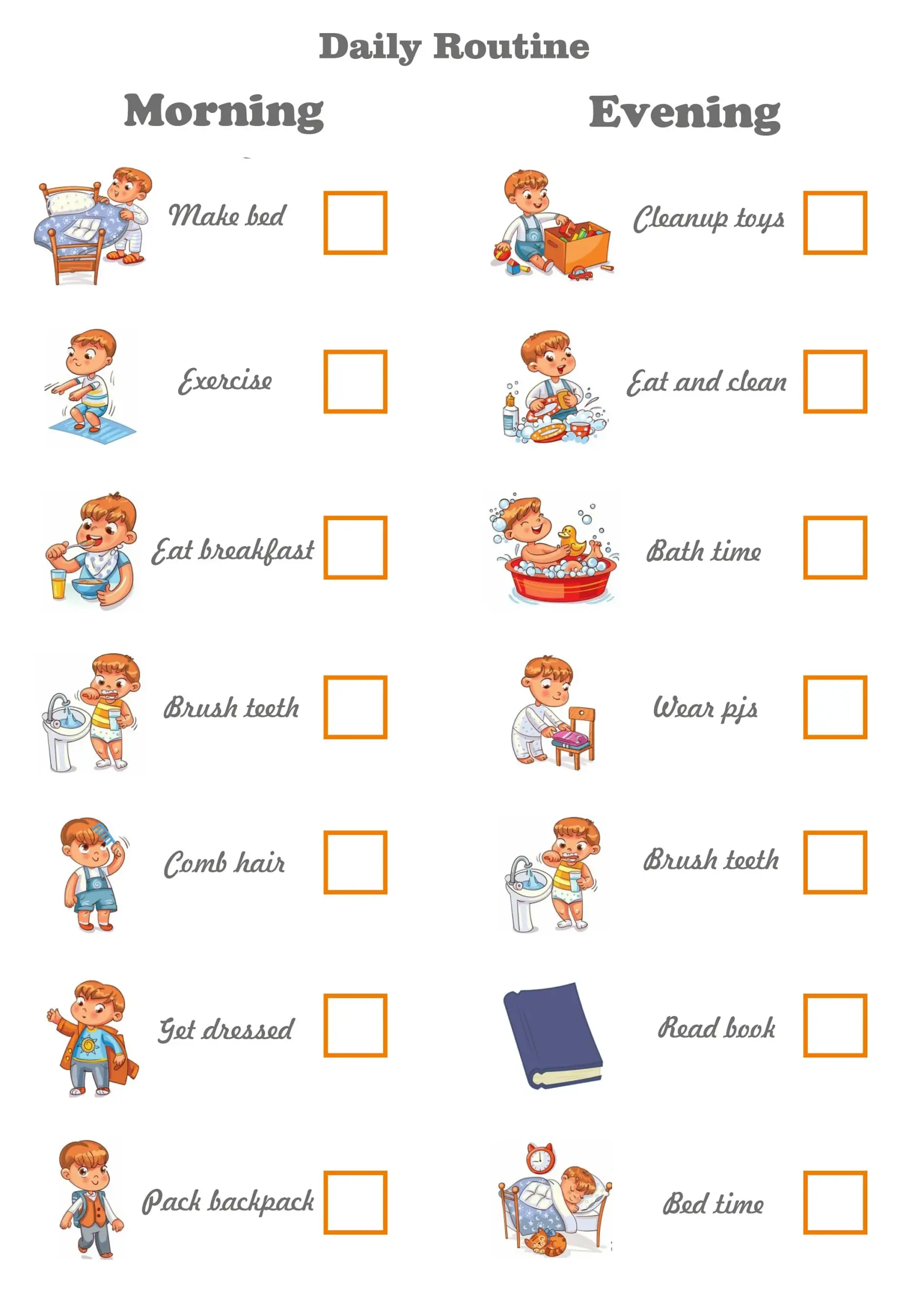 Daily Routine Tracker Chart Daily Schedule For Kids Printable Montessori Responsibilities Checklist Digital Etsy Israel