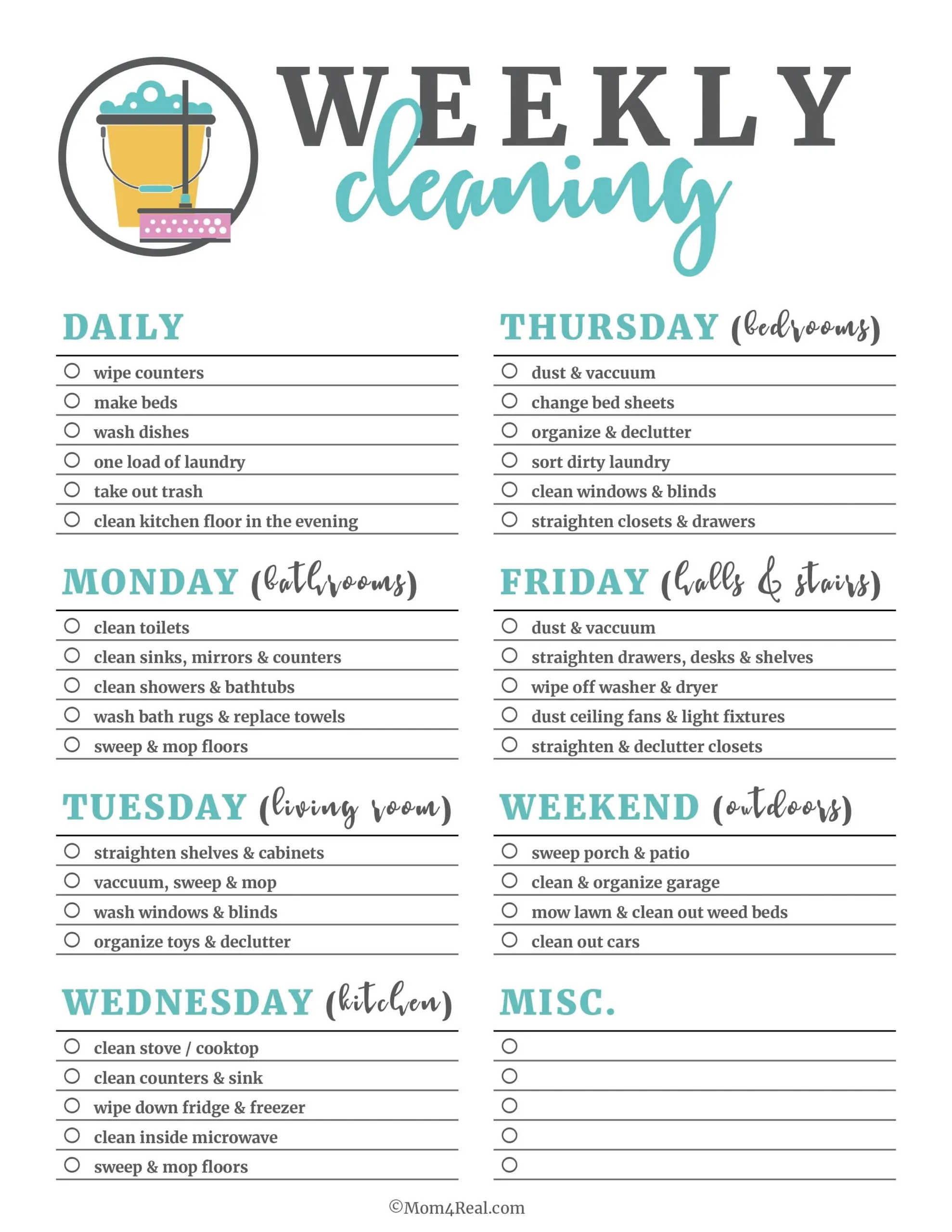 printable house cleaning checklist
