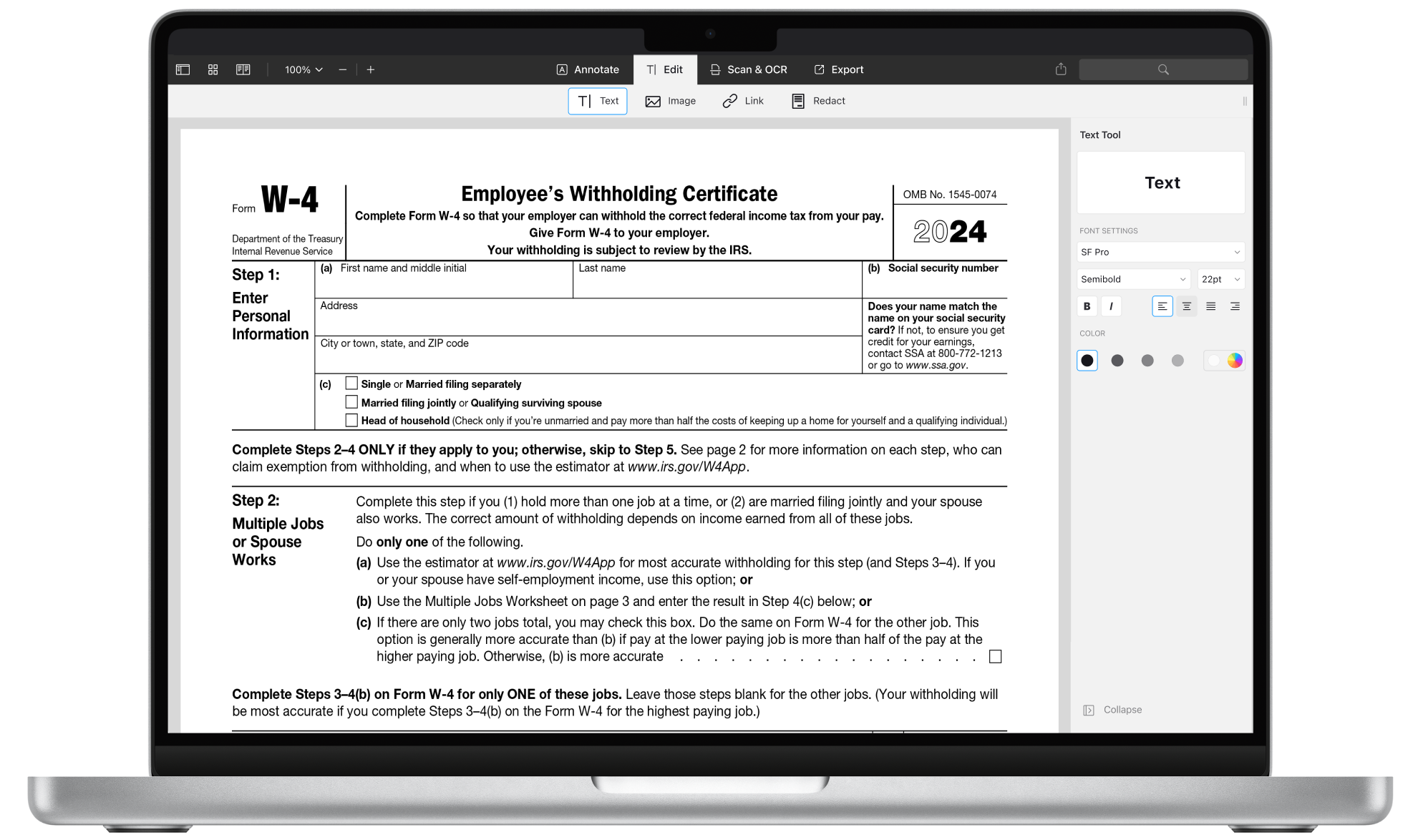 Das IRS Formular W4 F r 2024 Als PDF Ausf llen PDF Expert Worksheets Library