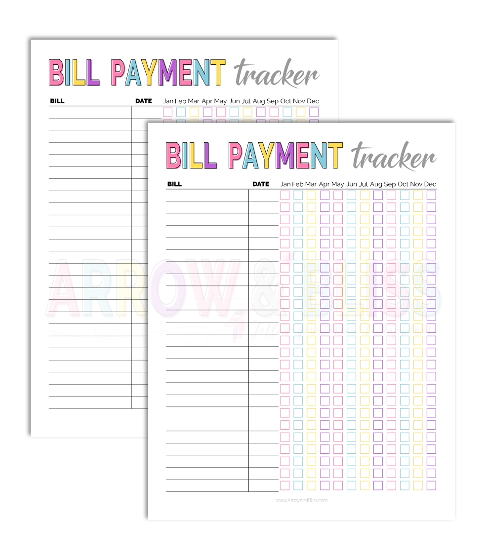 Day 3 FREE Bill Tracker Printable Arrow And Bliss