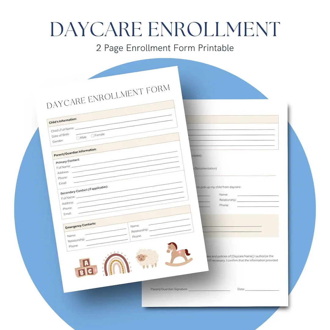 free printable daycare enrollment forms