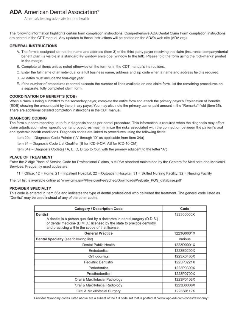Dental Claim Form J430D Fill Out Printable PDF Forms