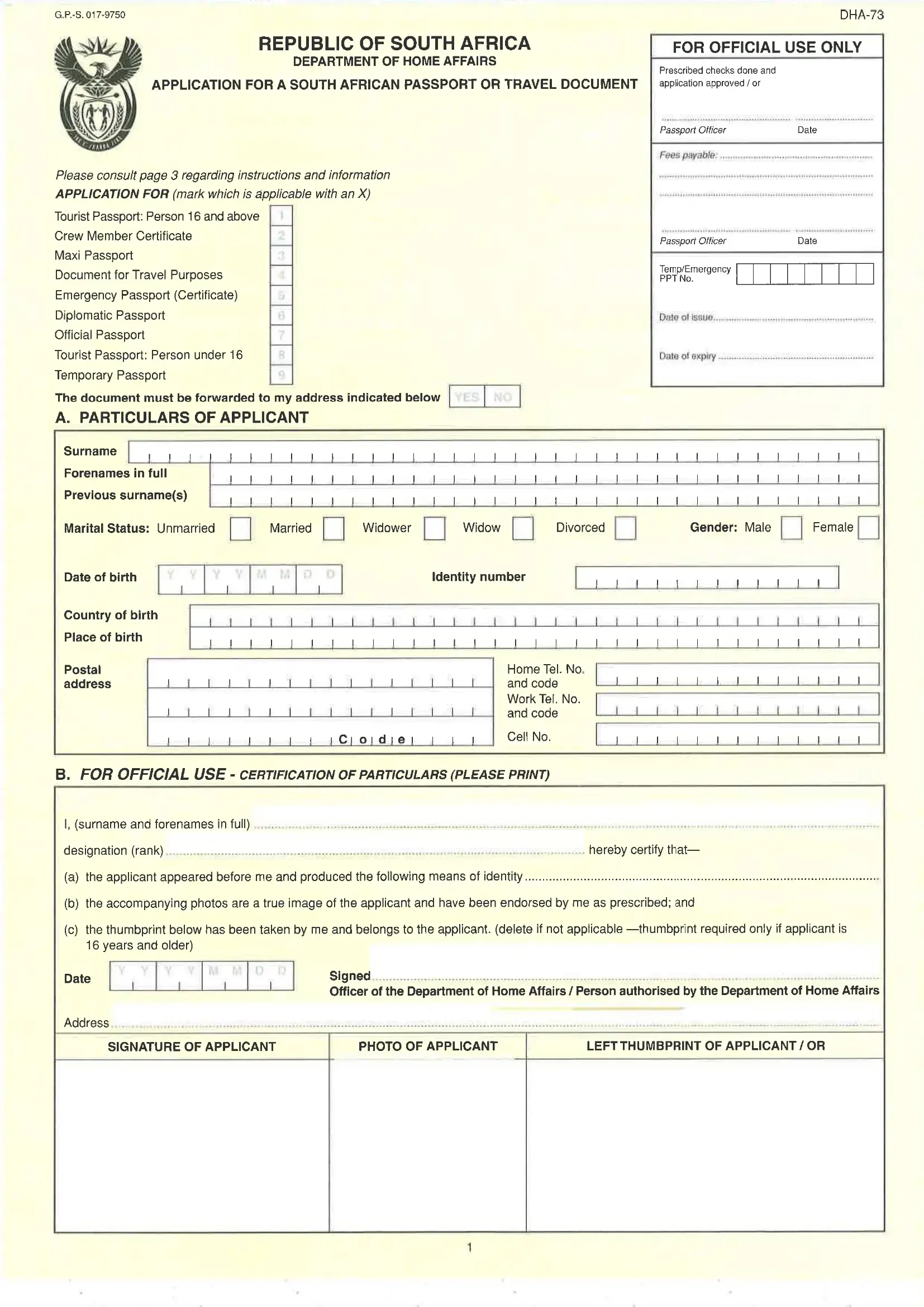 passport form printable