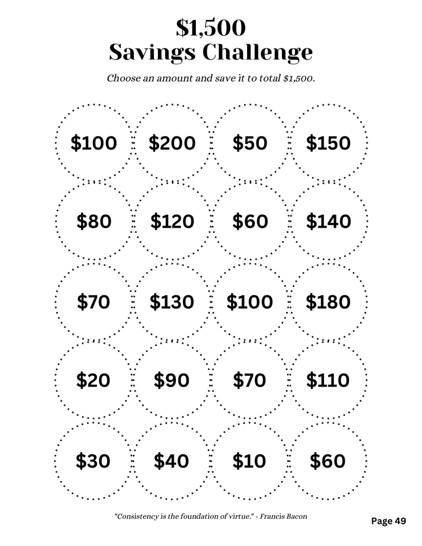 Digital Download 100K Savings Challenge Book DesigningLifeCo