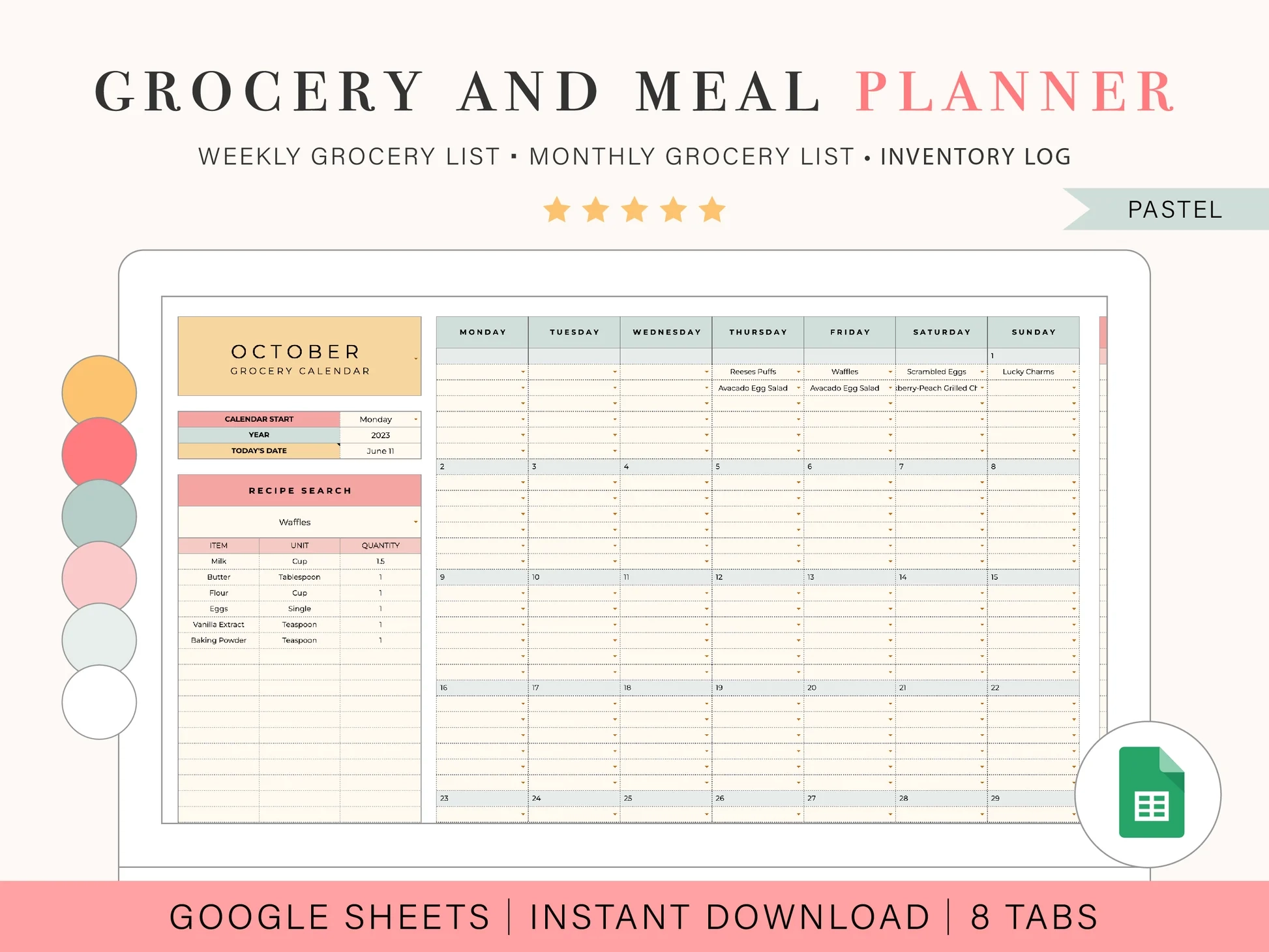 meal plan template google sheets