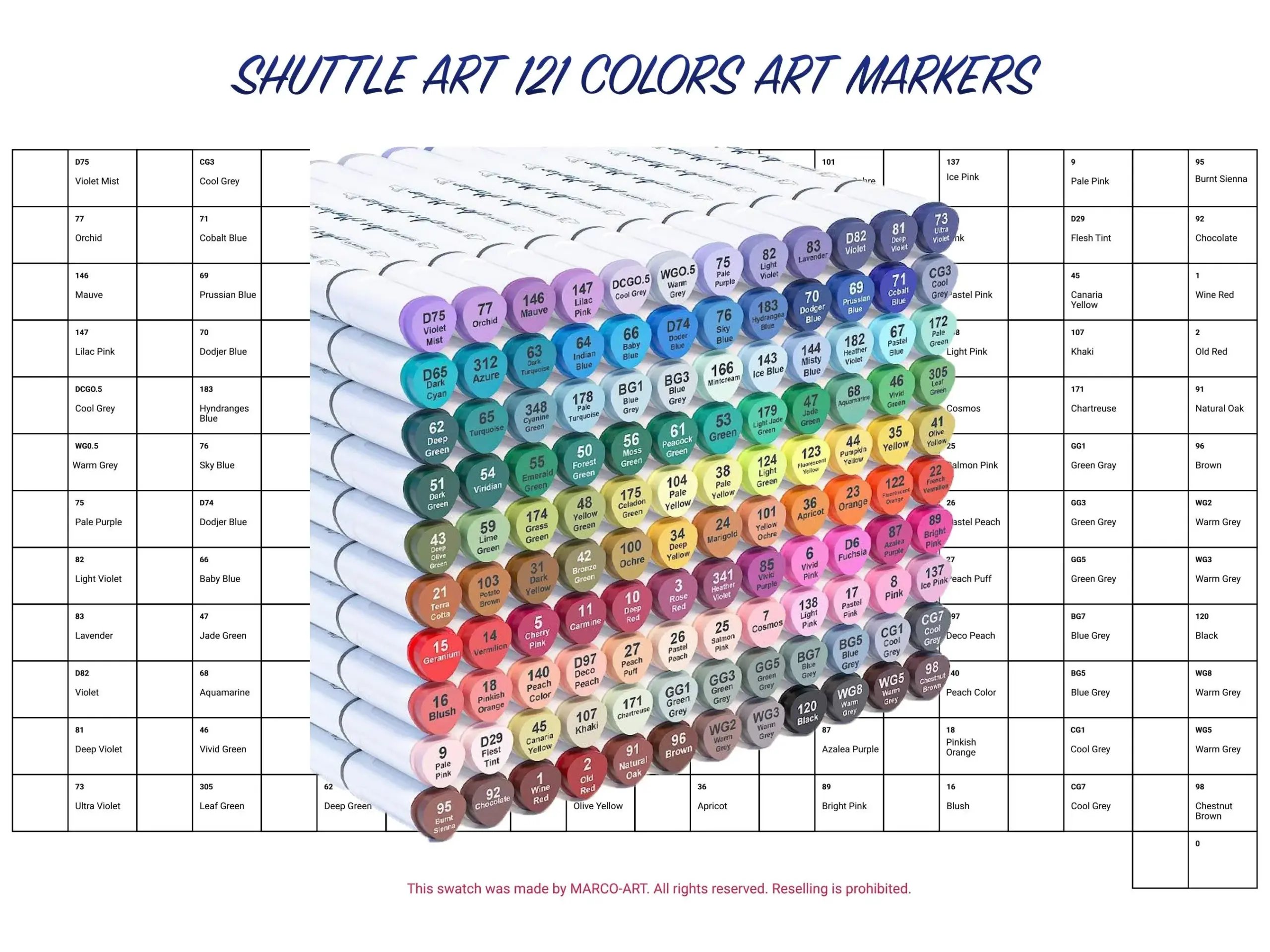 Digital PDF Shuttle Art 121 Colors Art Markers Swatch Template DIY Single Page Color Swatch Printable PDF Template Instant Download Etsy