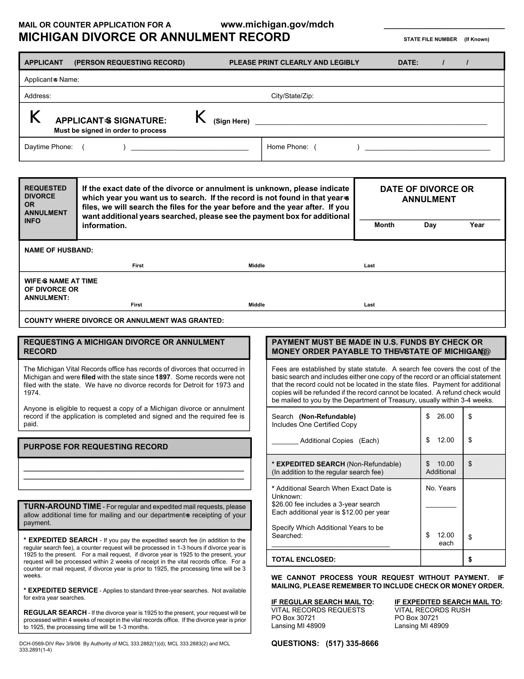 Divorce Or Annulment Michigan PDF Form FormsPal