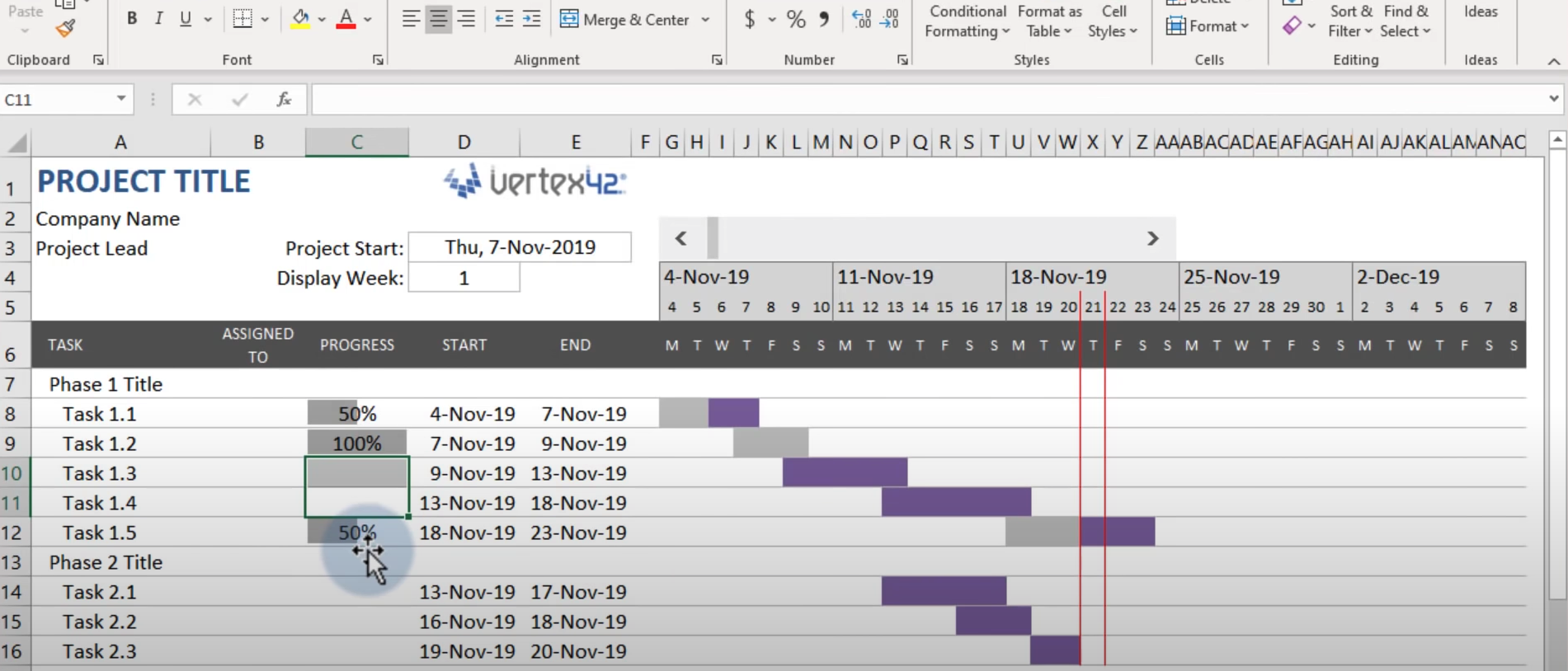 progress bar in excel