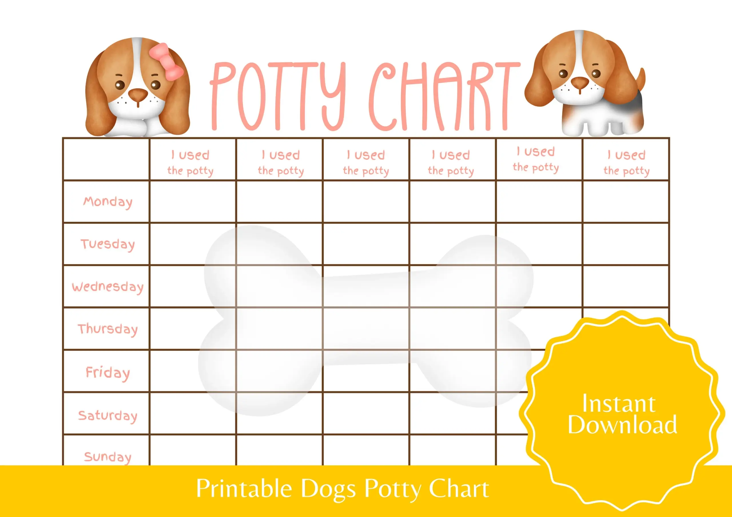 Dog Potty Training Chart For Toddlers printable PDF Etsy