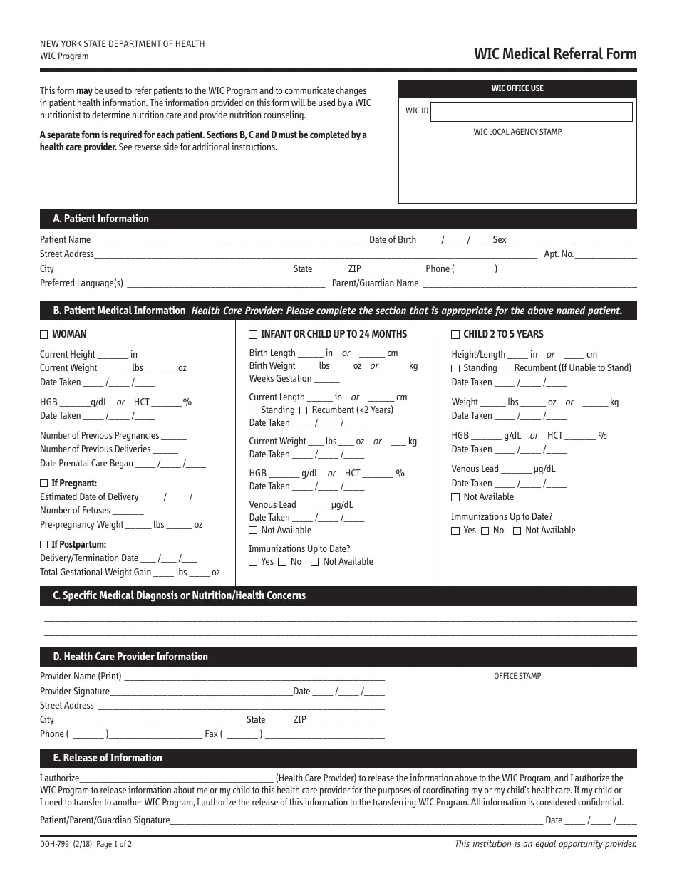 doh form printable