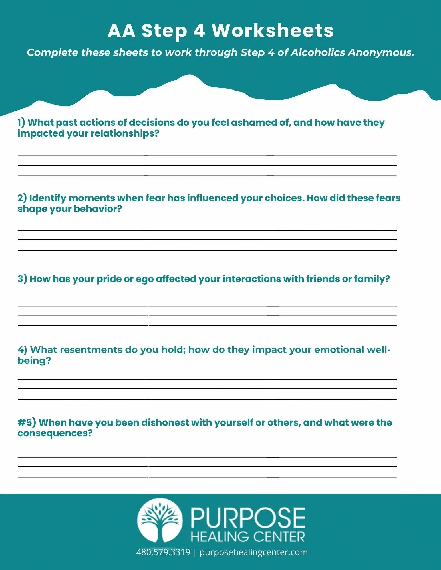 Downloadable AA Step 4 Worksheet Purpose Get Support