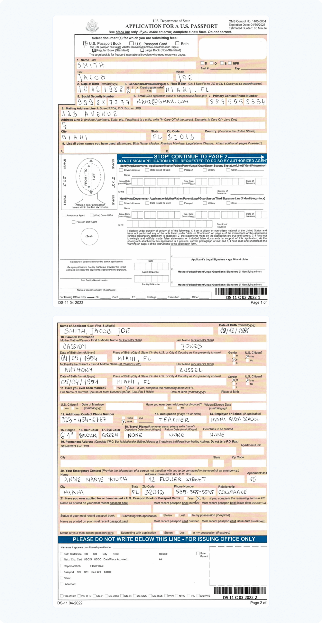 DS 11 Passport Form How To Fill It Out with Examples 