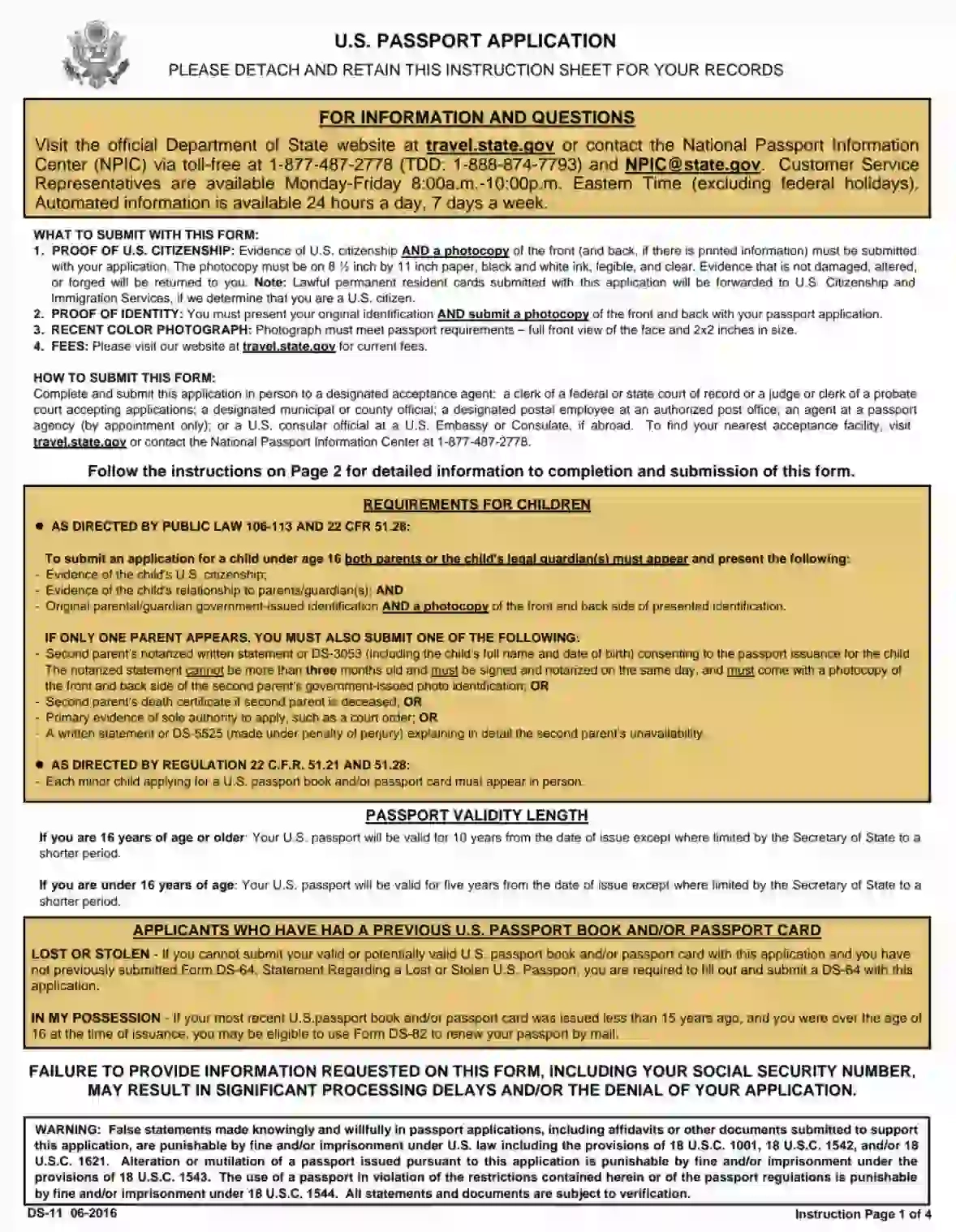DS 11 US Passport Application Fill Out PDF Form Online