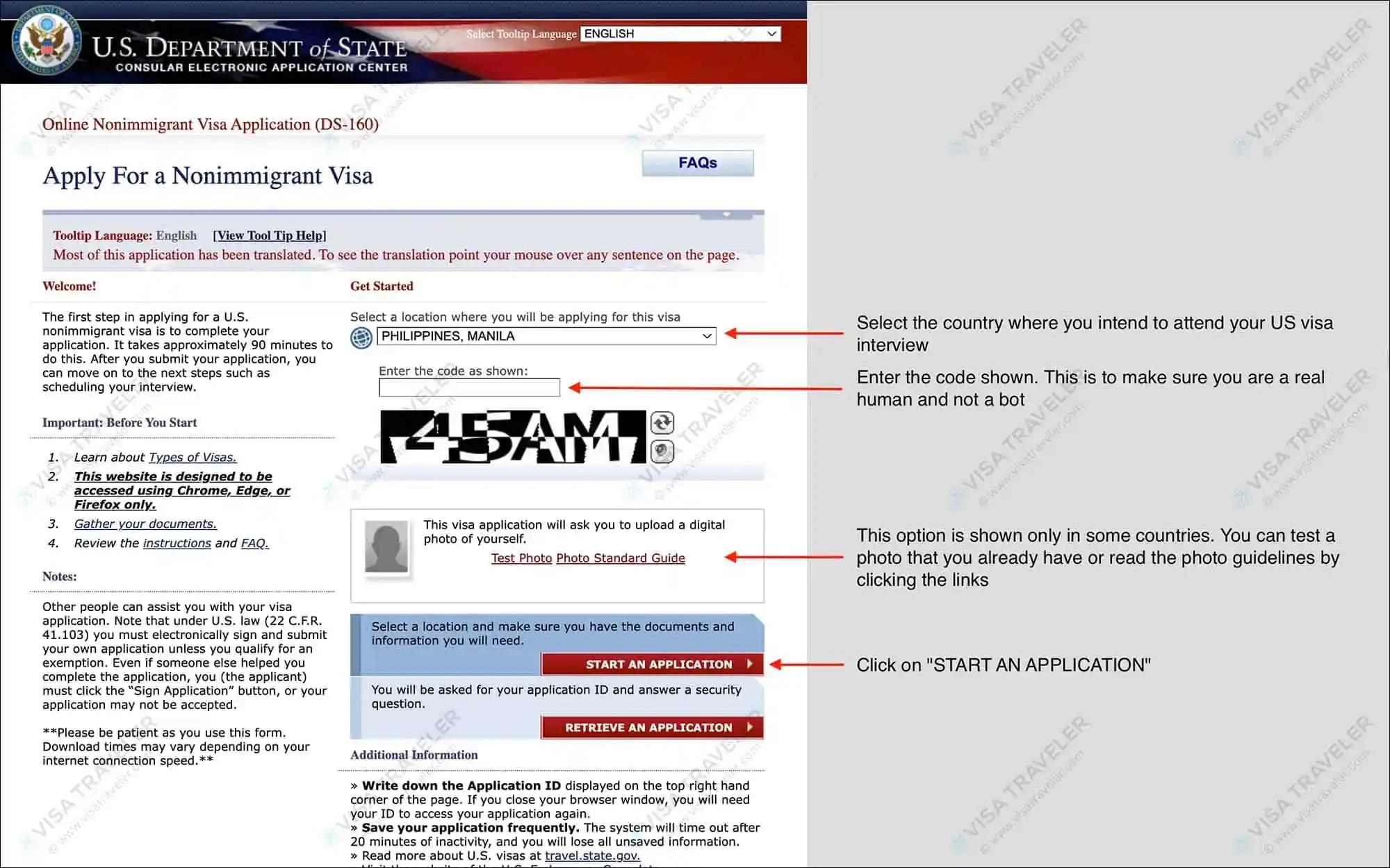 Ds 160 Nonimmigrant Visa Application Form Printable Study Planner