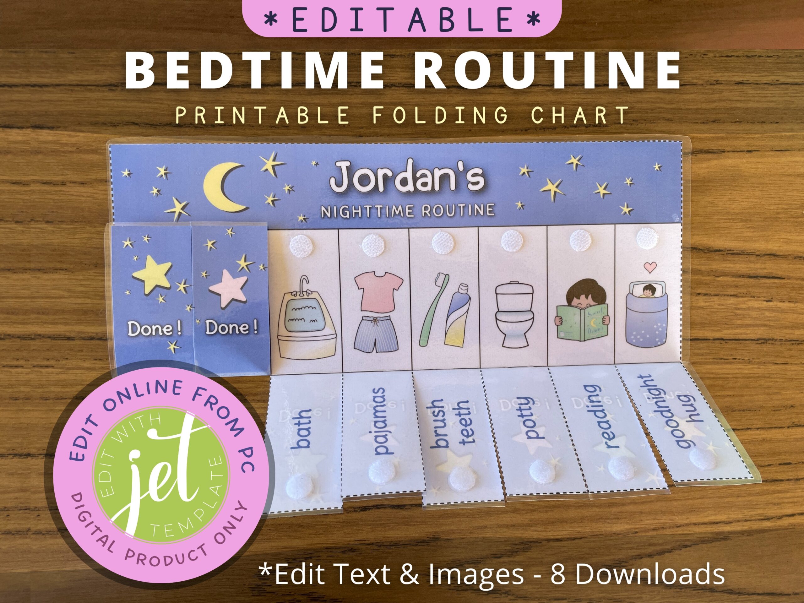 Editable Bedtime Routine Chart Printable Folding Flip Chart Kids Daily Checklist Visual Schedule For Toddler Evening Routine Etsy