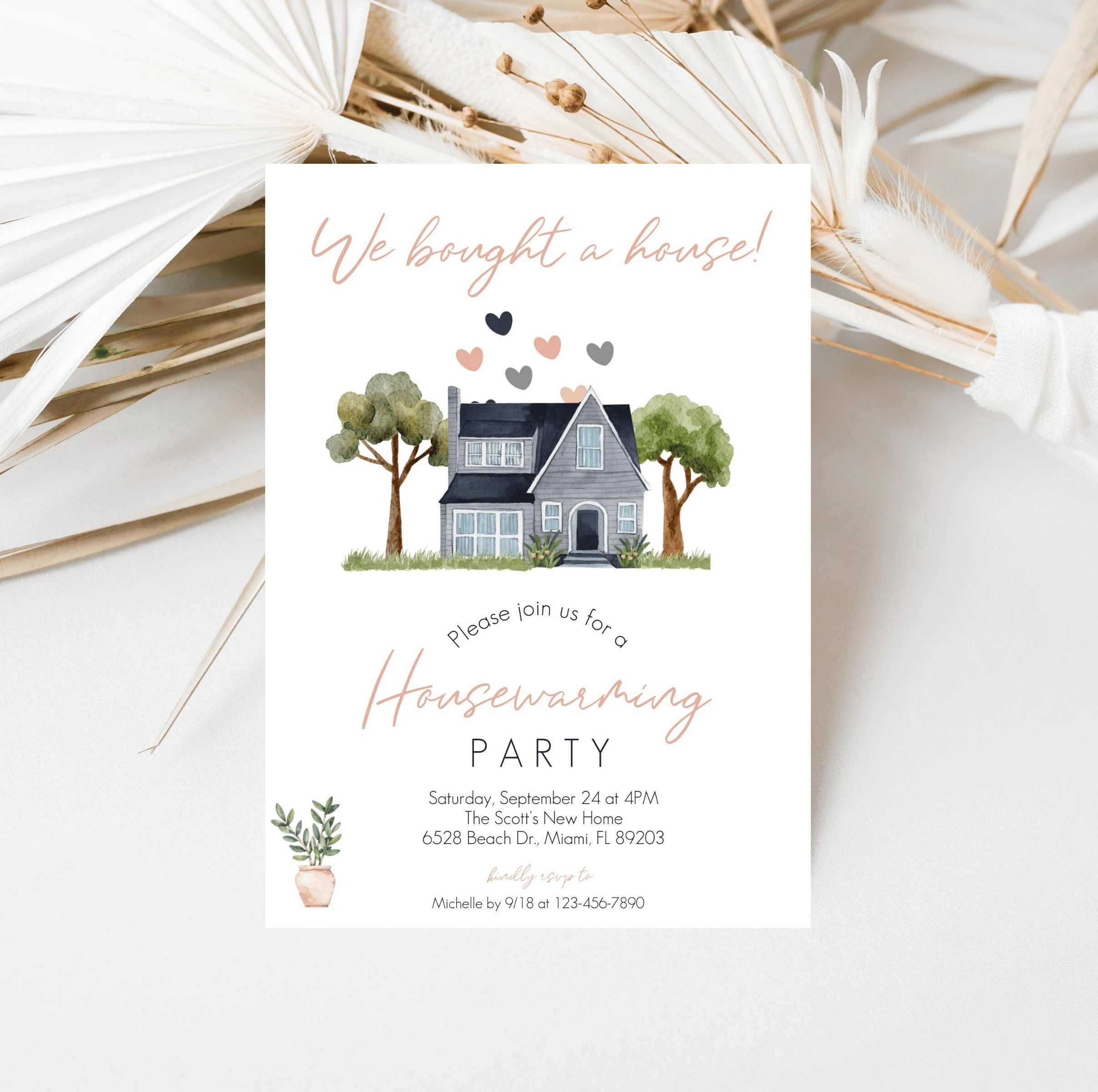 Editable Housewarming Party Invitation Template Minimalist Modern instant Download Etsy