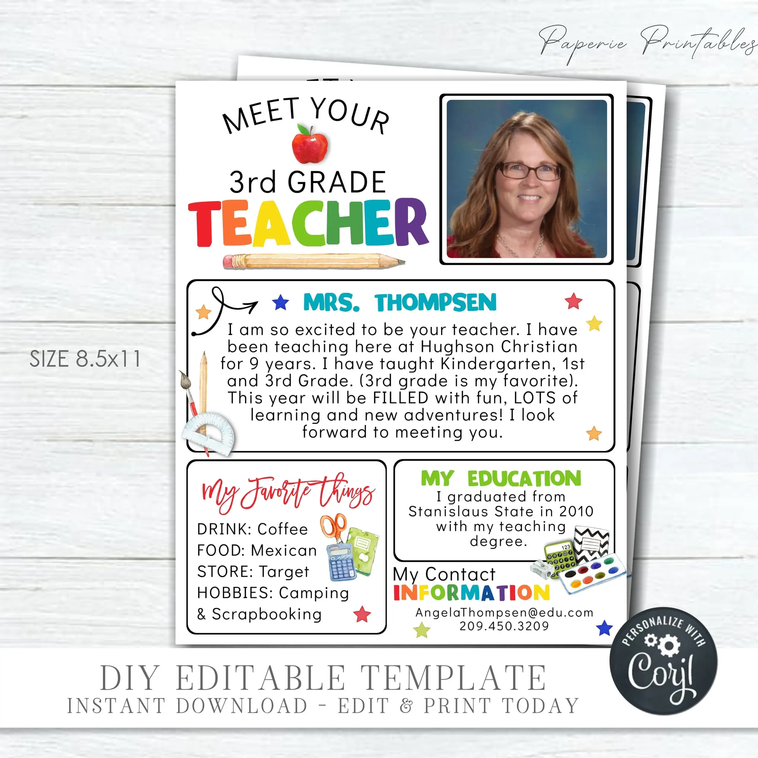 meet the teacher editable template