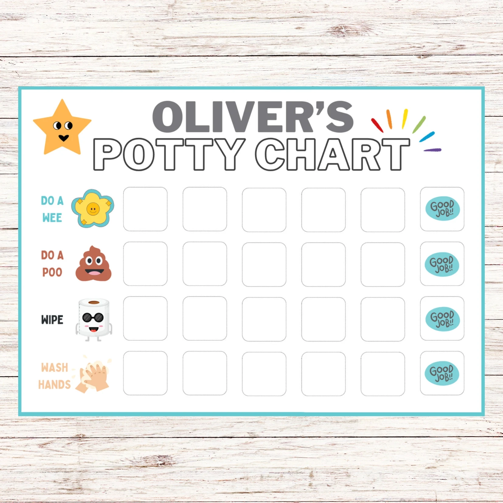 Editable Potty Training Chart Printable Reward Tracker digital Download Etsy