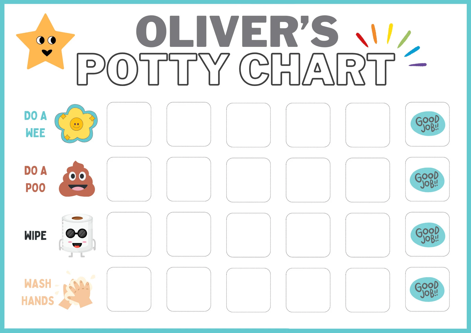 Editable Potty Training Chart Printable Reward Tracker digital Download Etsy