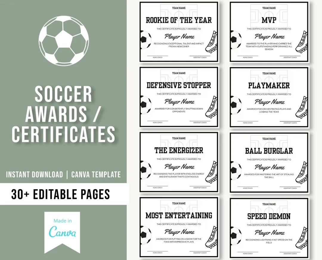award certificates for soccer