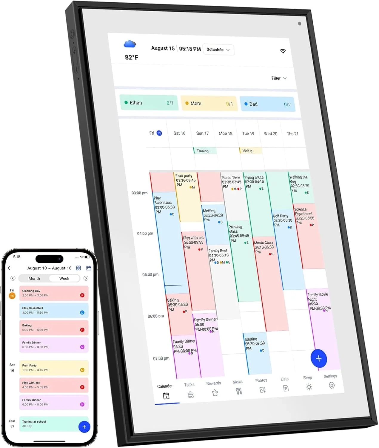 EKASN 27 Inch Digital Calendar Chore Chart Electronic Calendar Smart Family Planner 1080P FHD Touchscreen Interactive Display Wall Desk Mount Seamless Scheduling Black Walmart