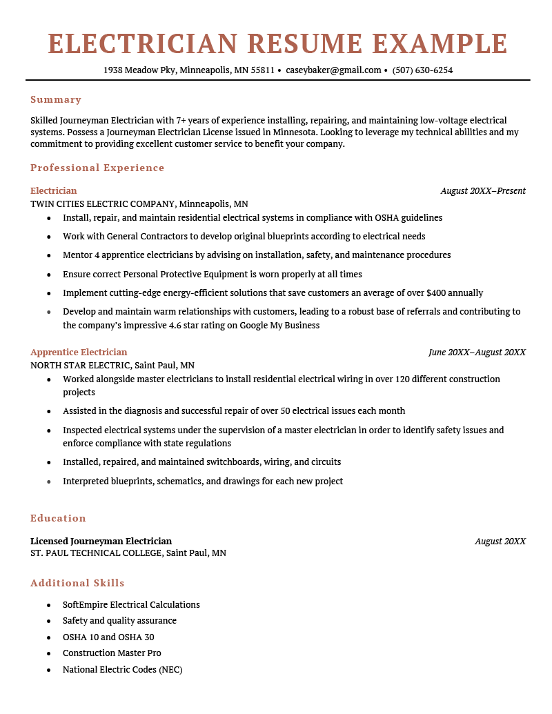 Electrician Resume Samples Expert Writing Tips 