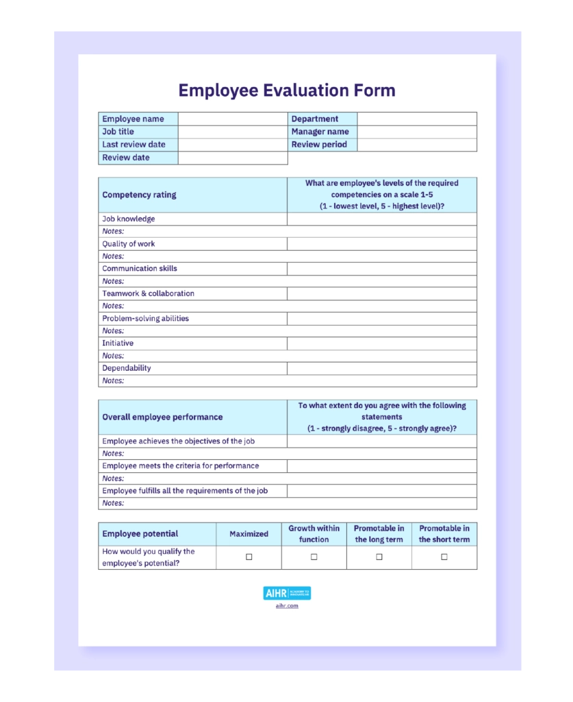 Employee Evaluation Template And Guide Free Download AIHR