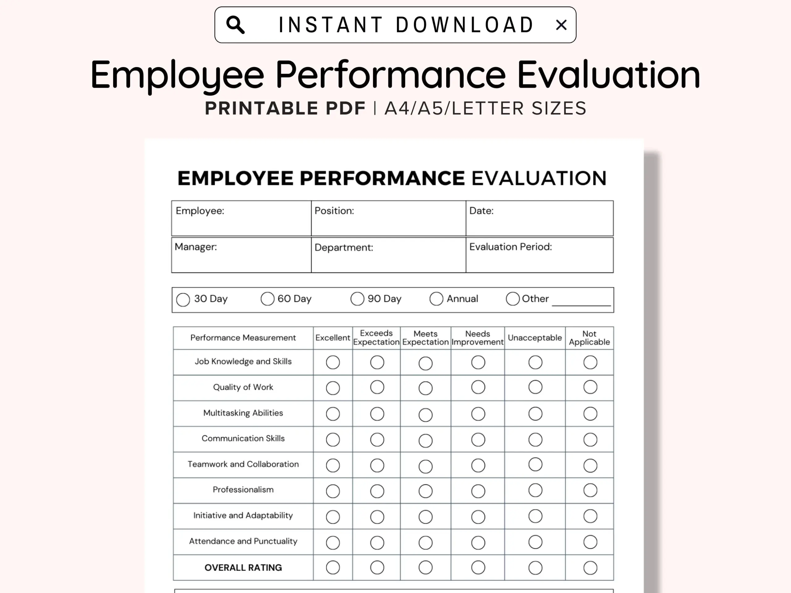printable employee evaluation form