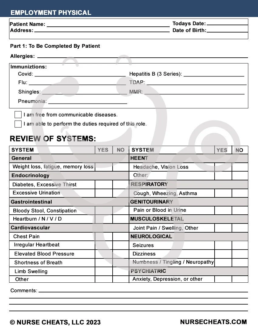 Employment Package Digital Physical TB Test Interview Questions Etsy
