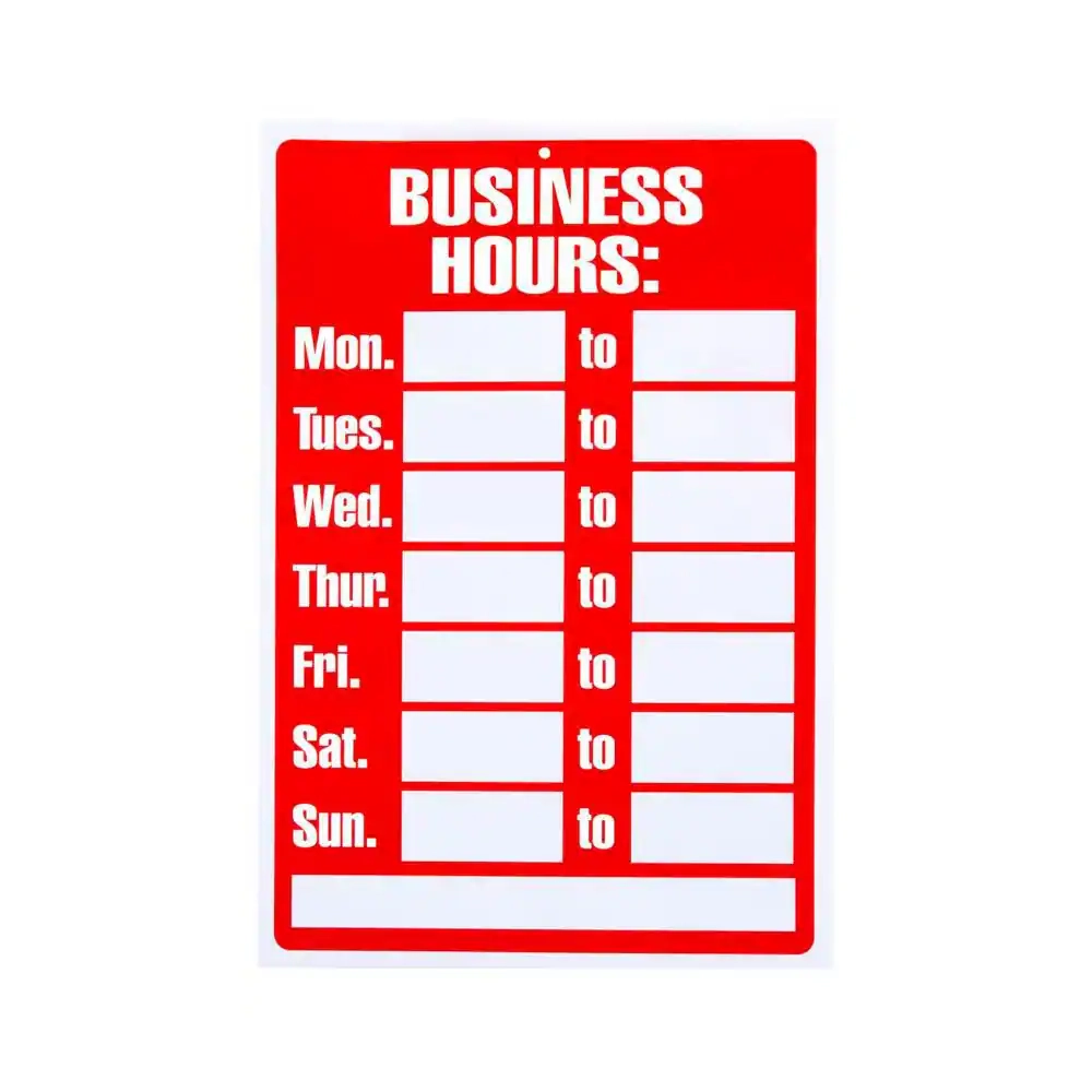 Everbilt 8 In X 12 In Plastic Business Hours Sign 31745 The Home Depot