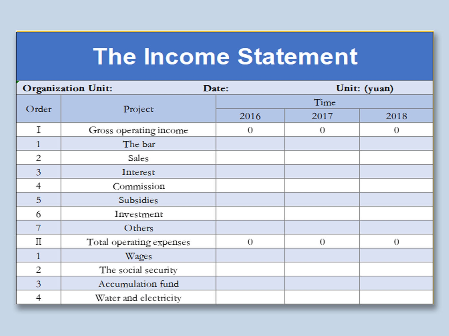 EXCEL Of The Income Statement xlsx xlsx WPS Free Templates