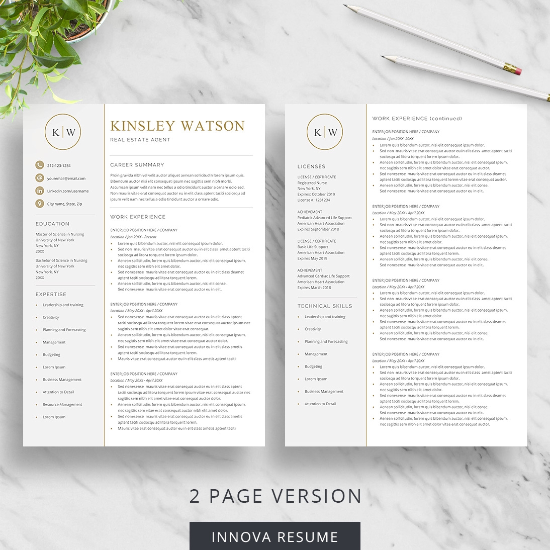 2 page resume template