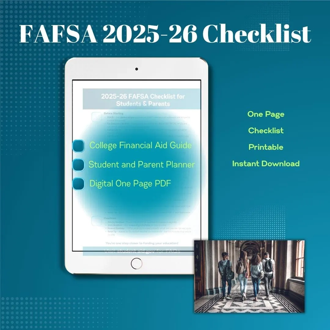 FAFSA 2025 26 Checklist Printable College Financial Aid Guide Student Parent Planner Etsy