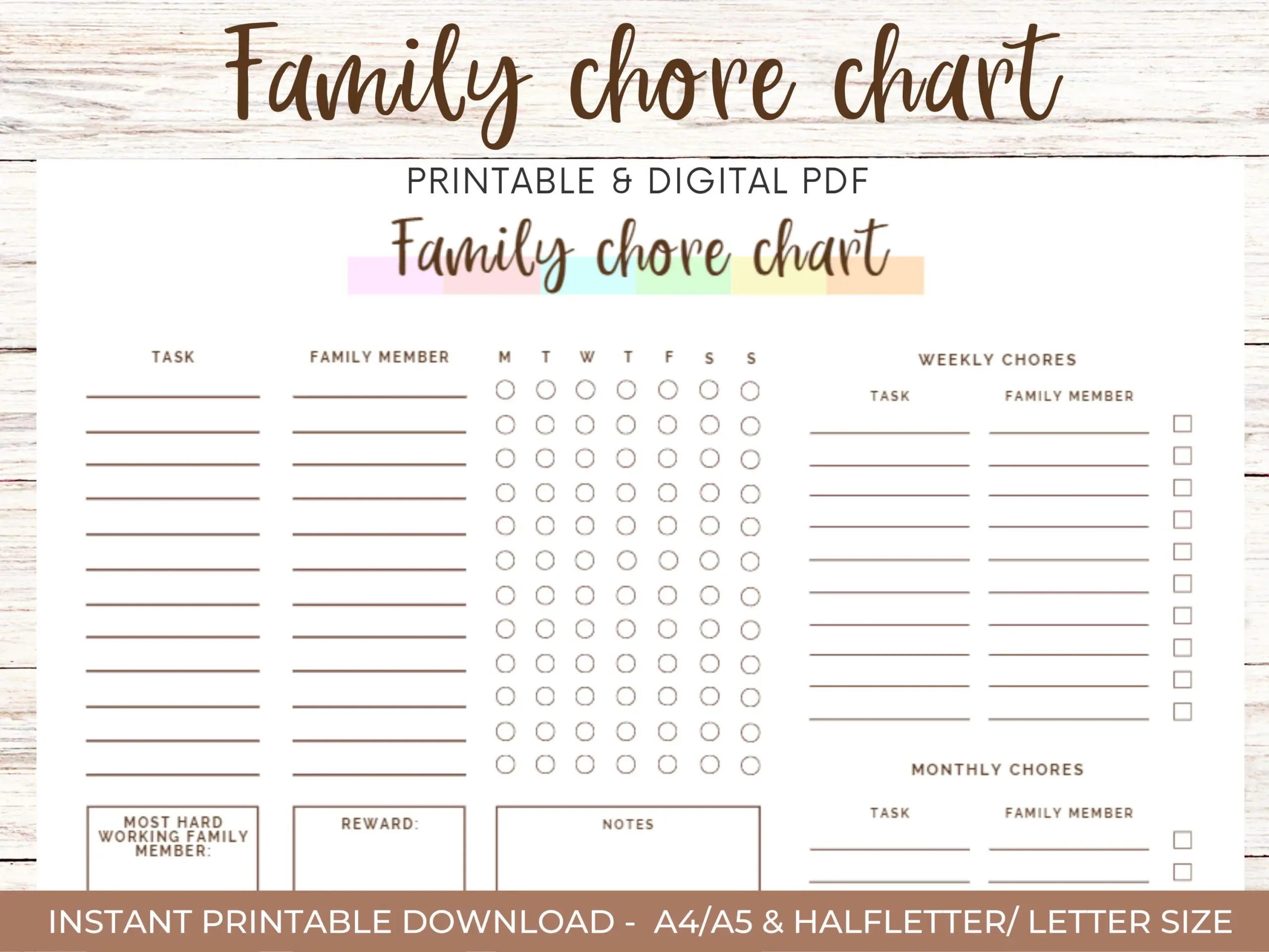 Family Chore Chart Printable Chore Checklist Family Checklist Kids Chores Kids Chore List Cleaning Schedule Fillable PDF Instant Etsy