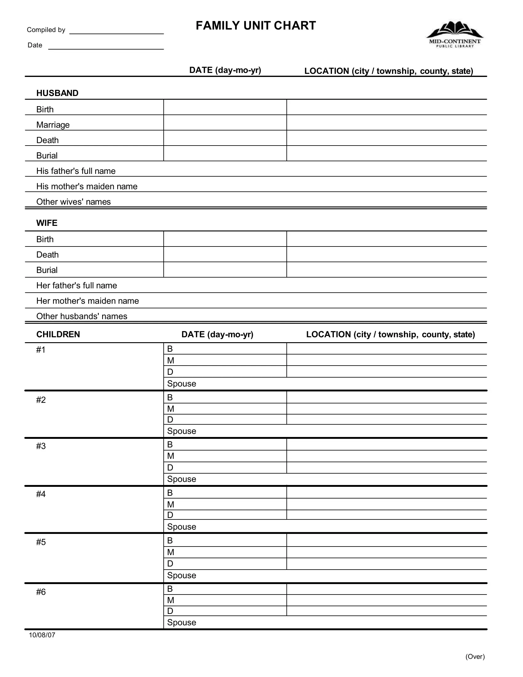 Family Tree Form Fill Out Printable PDF Forms Online