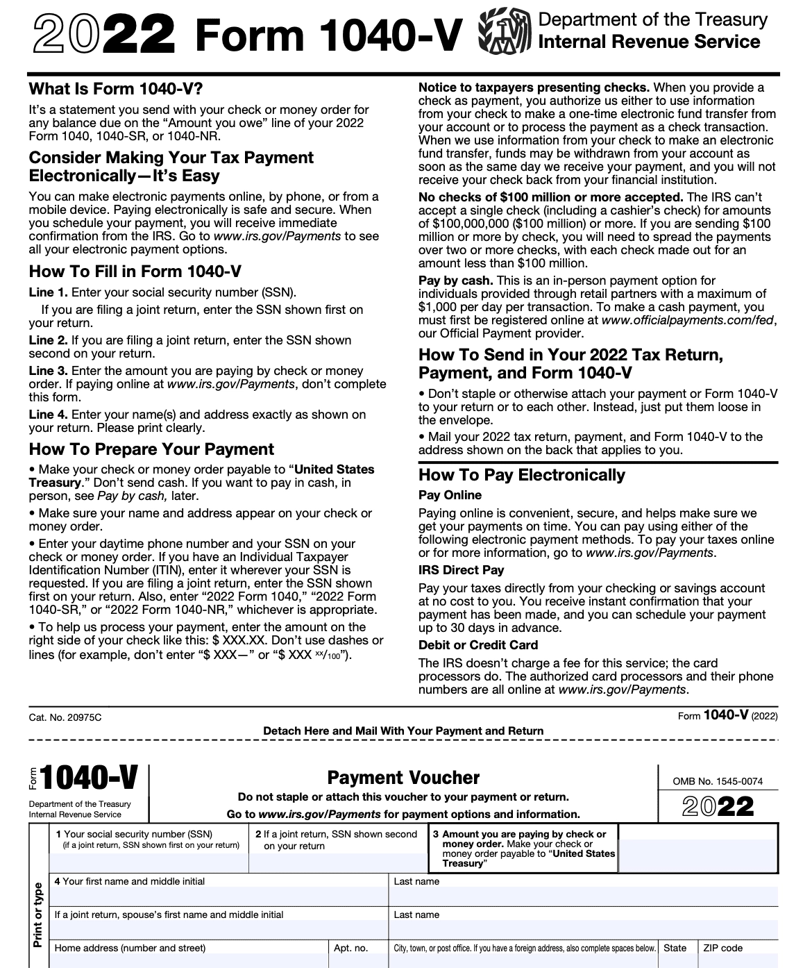 Federal Tax Form 1040 V Printable Study Planner