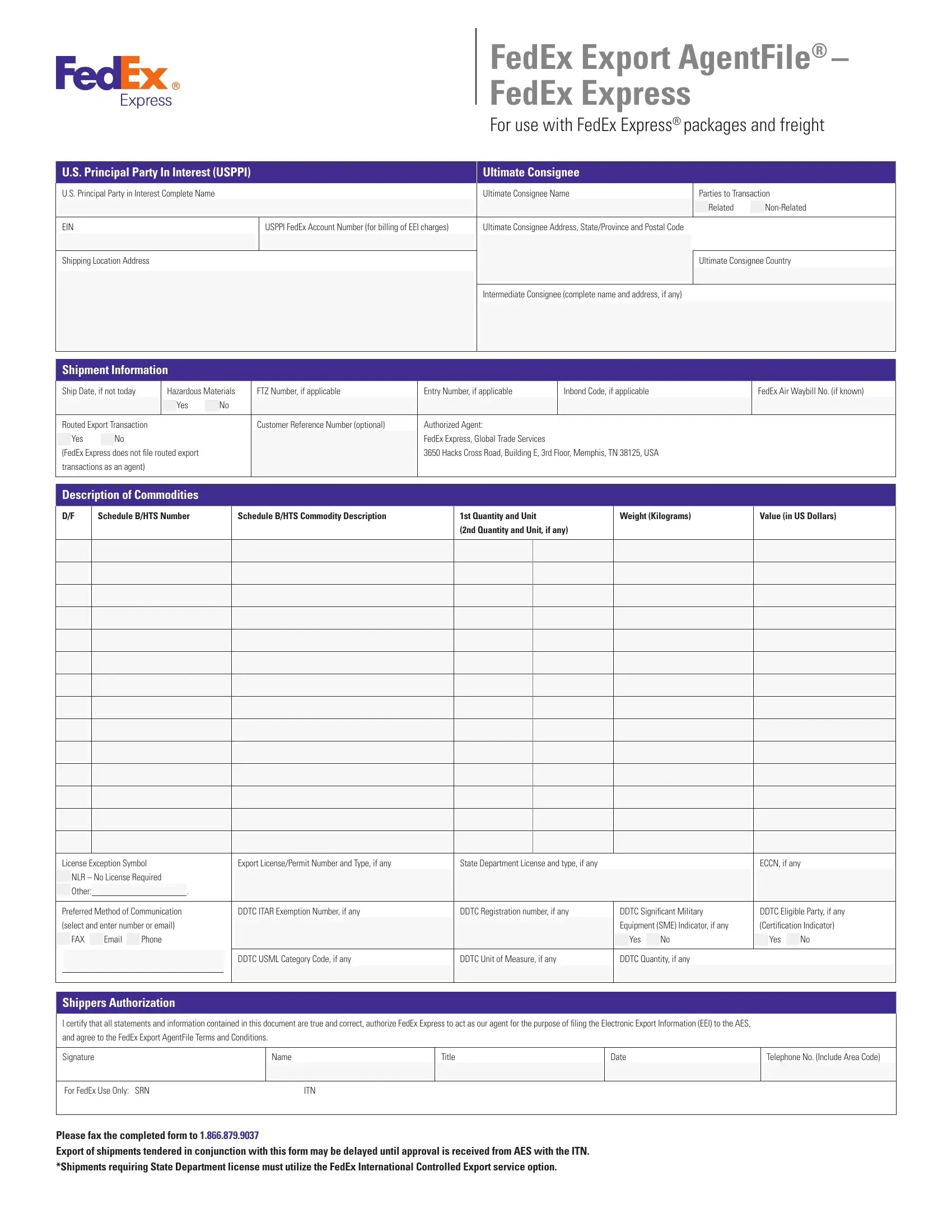printable fedex signature release form