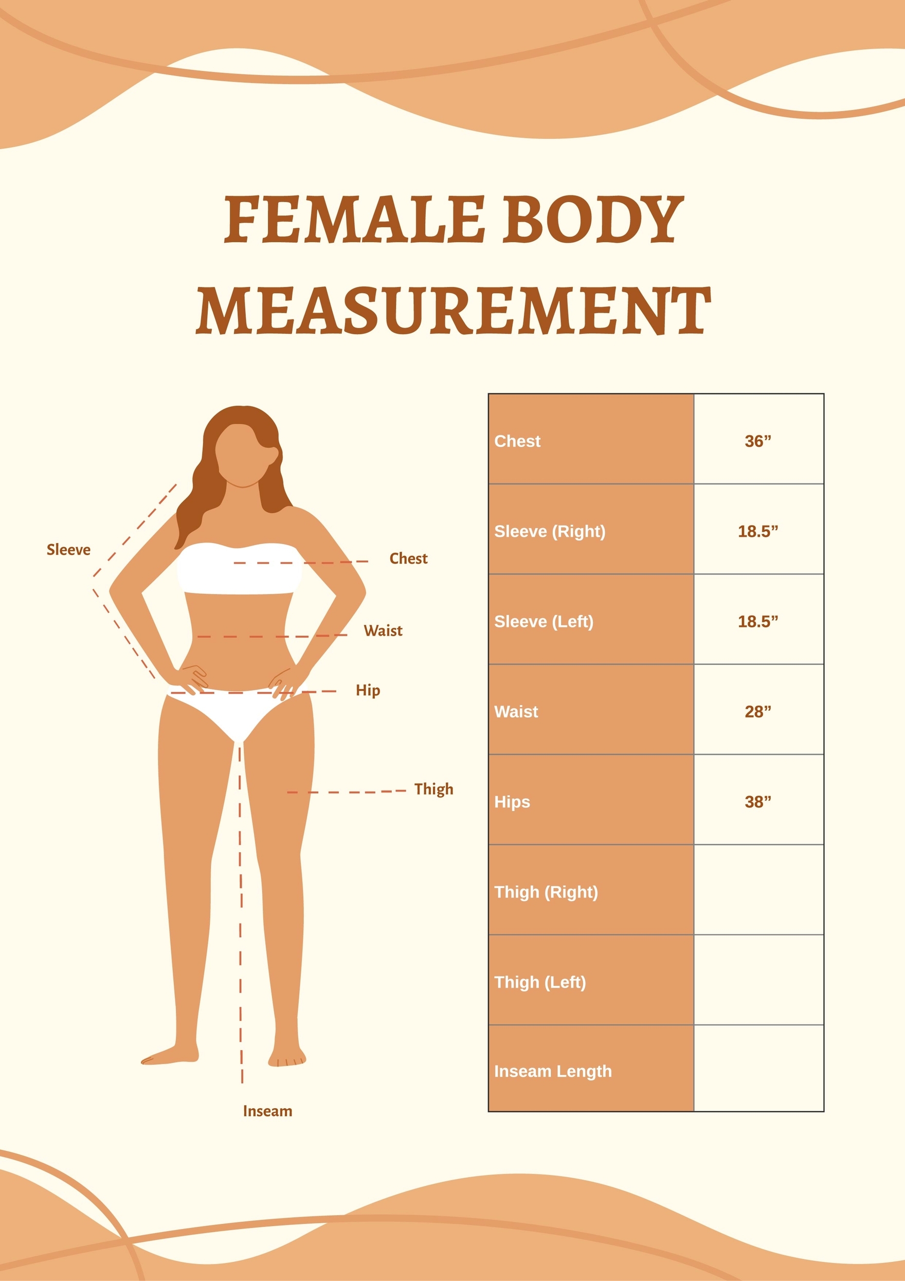Female Body Measurement Chart In Illustrator PDF Download Template