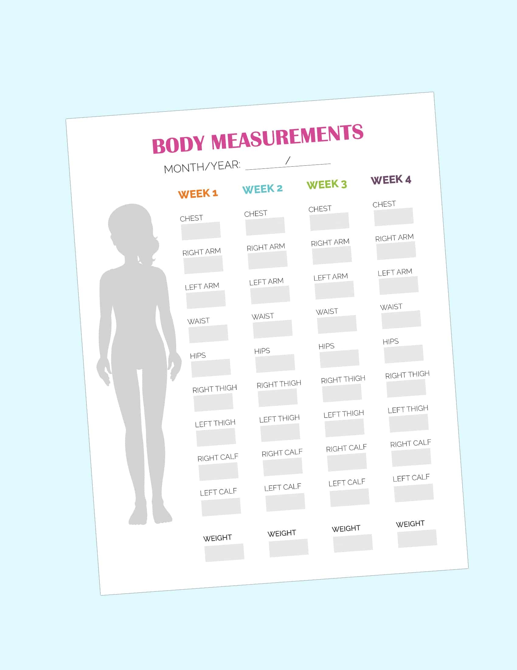 measuring chart for body