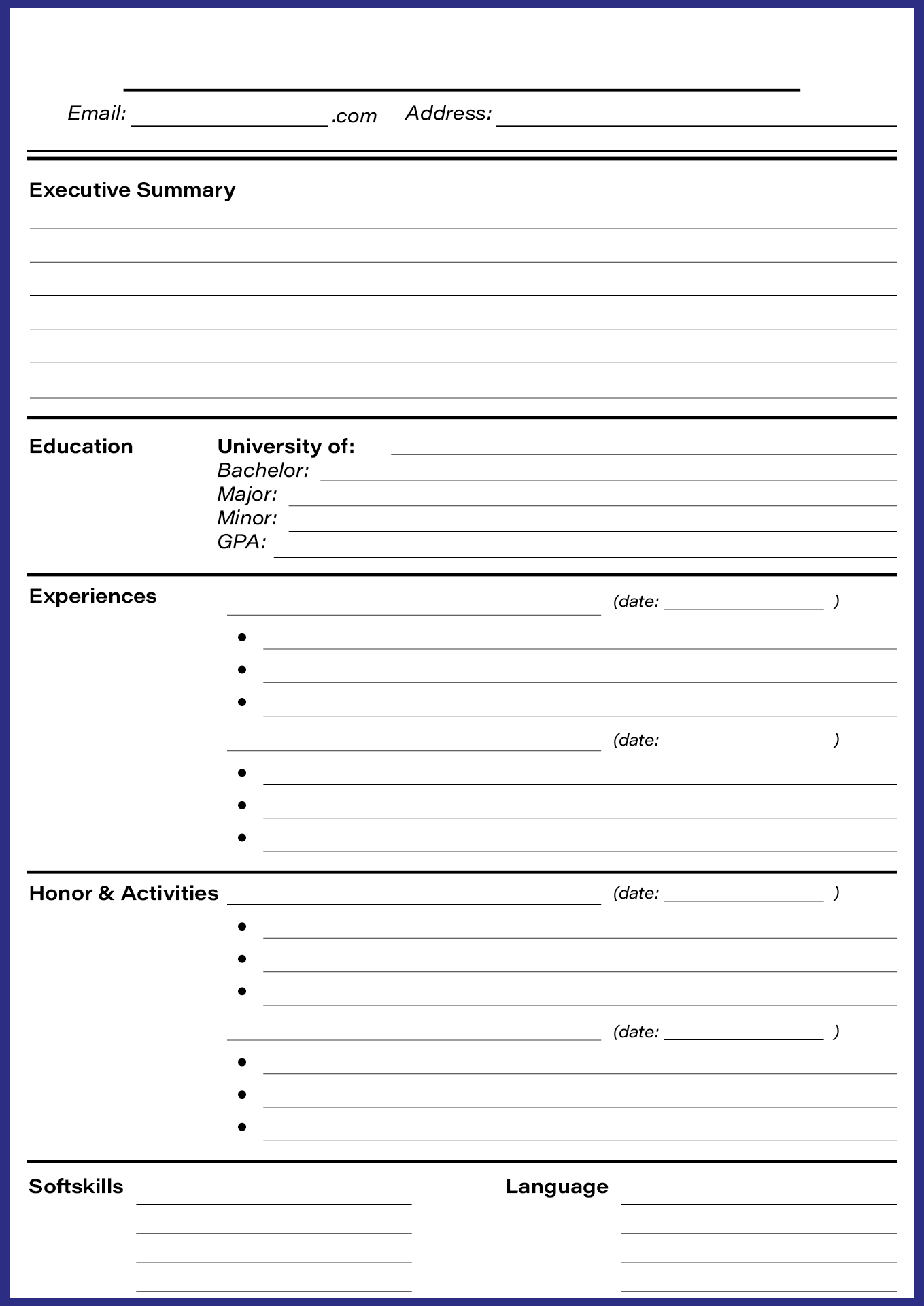 Fill In Blank Resume 10 Free PDF Printables Printablee