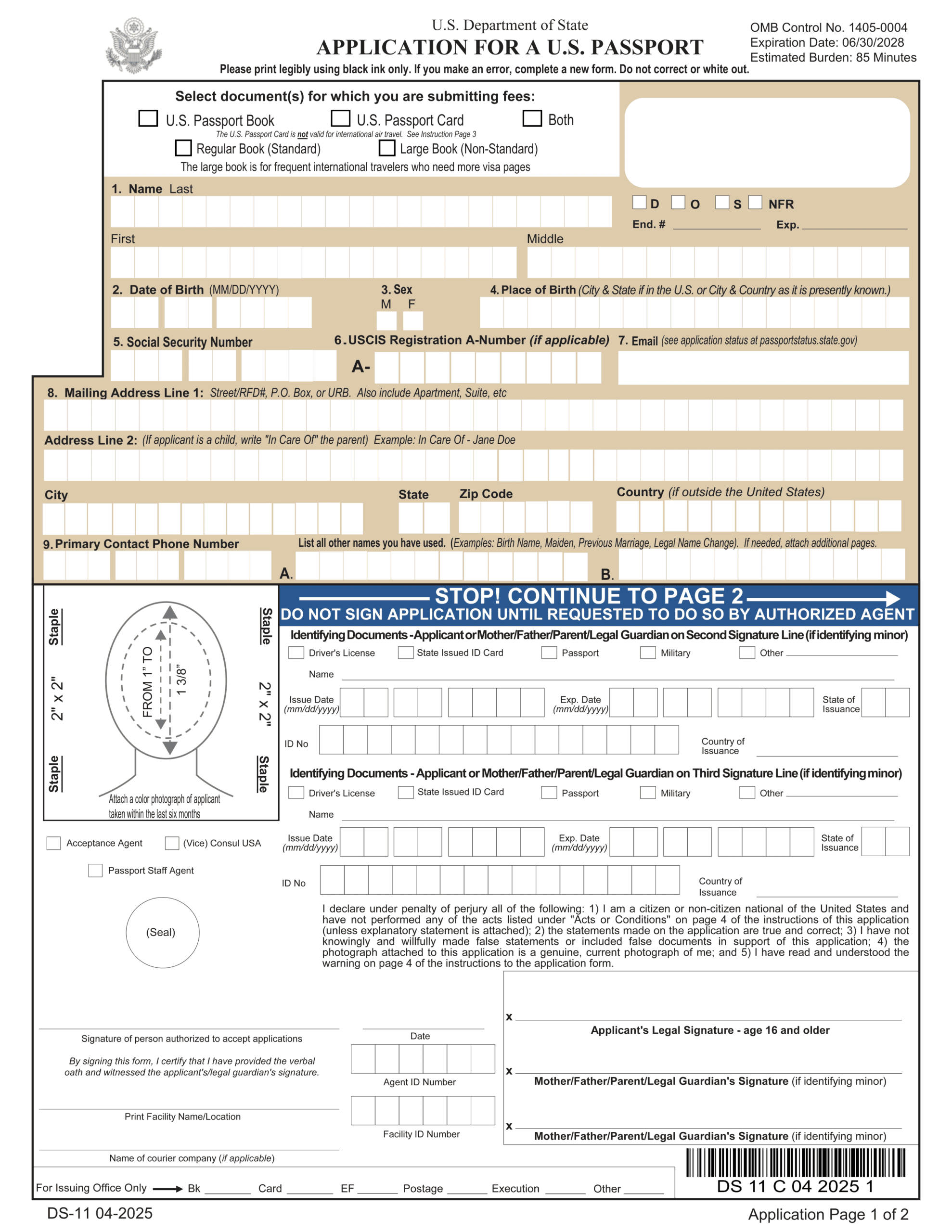 Fillable Form DS 3053 Passport Application Statement Of Consent