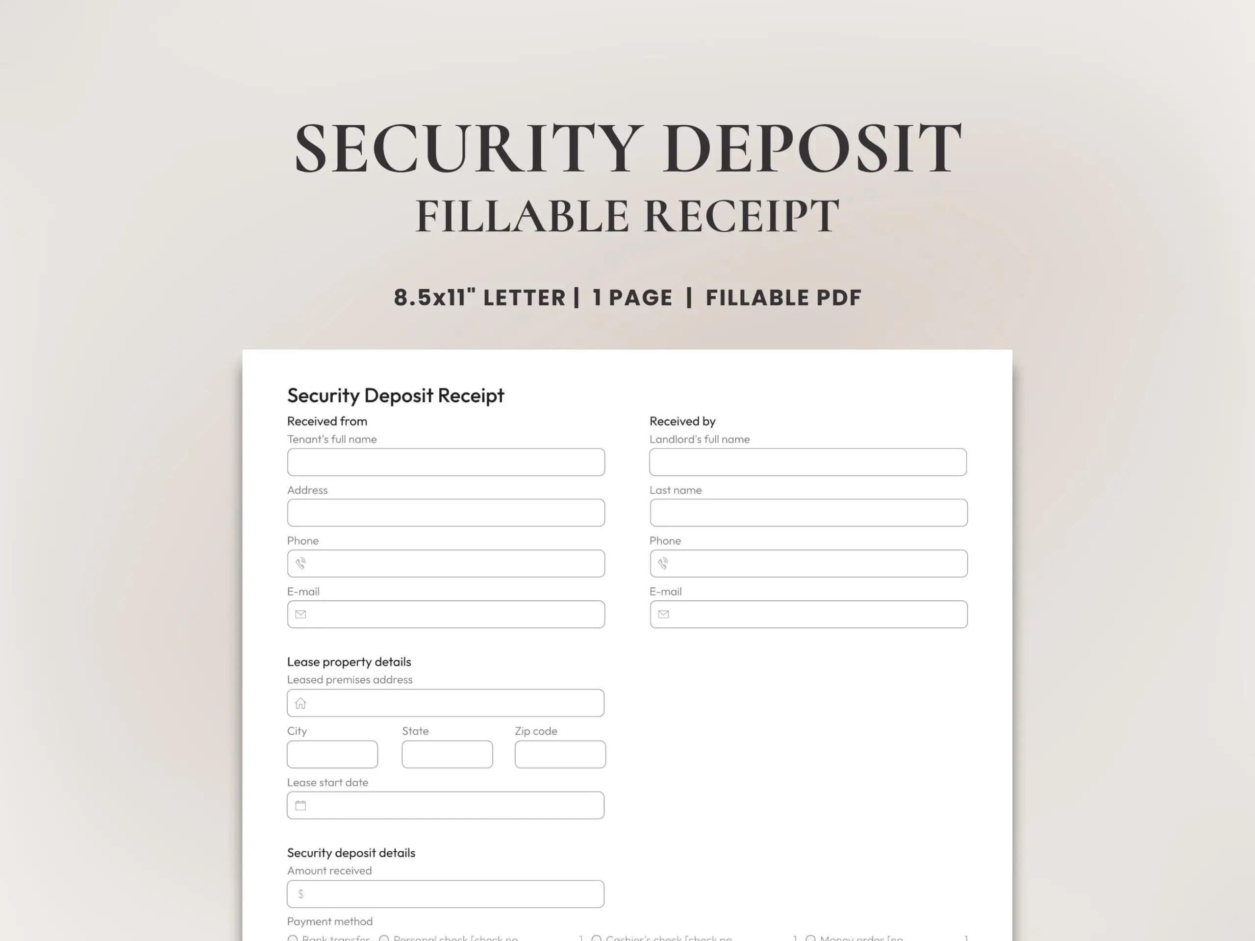 printable security deposit itemization form texas