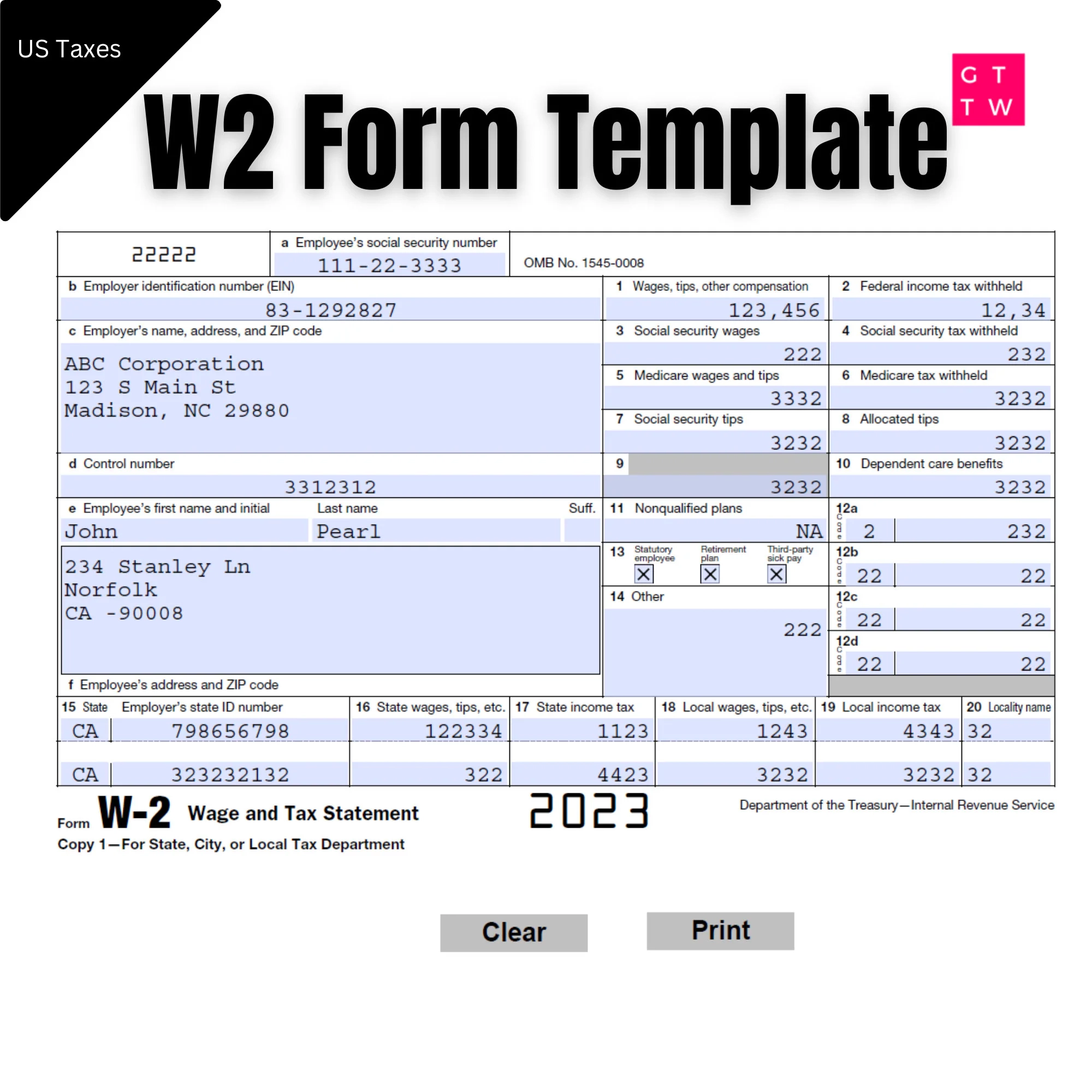 Fillable W2 Form IRS 2024 2023 digital Download Etsy New Zealand