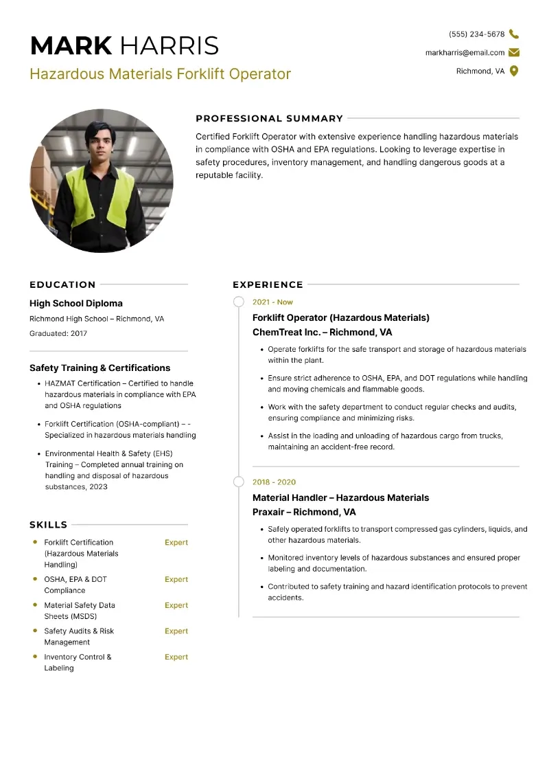 Forklift Operator Resume Examples Templates For 2026