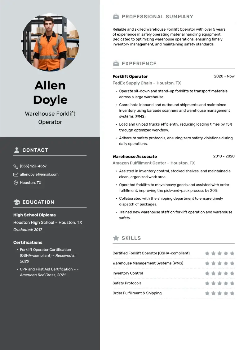 Forklift Operator Resume Examples Templates For 2026